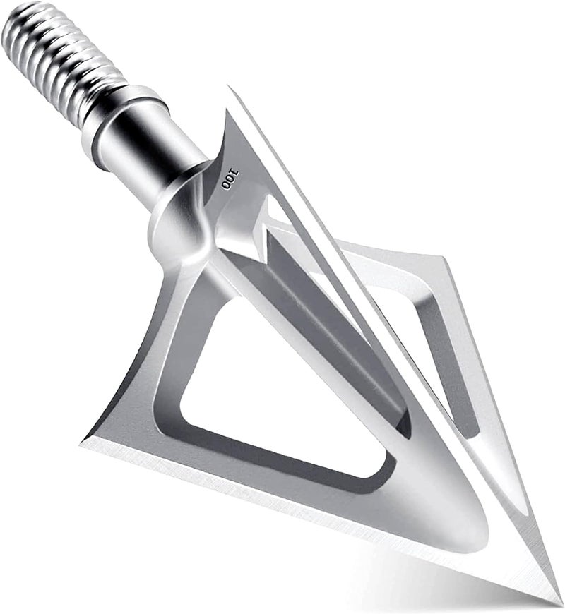LEANPRO Store 6-Pack 420 Stainless Steel Fixed Blade Broadheads 100 Grain 1-1/8" Cut Premium Solid Arrow Tip for Archery Hunting for Crossbow and Compound Bow - Image 1